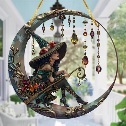 Acrylic Witch Theme Door Hanging Window Wall Hanging Decoration