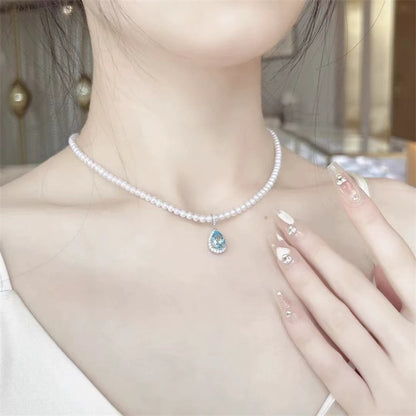 Pearl Moissanite Necklace Clavicle Chain Affordable Luxury Fashion Female Pendant