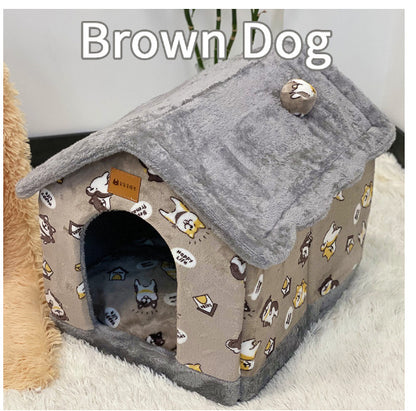 Foldable Dog House Pet Cat Bed Winter Dog Villa Sleep Kennel Removable Nest Warm Enclosed Cave Sofa Pets Supplies